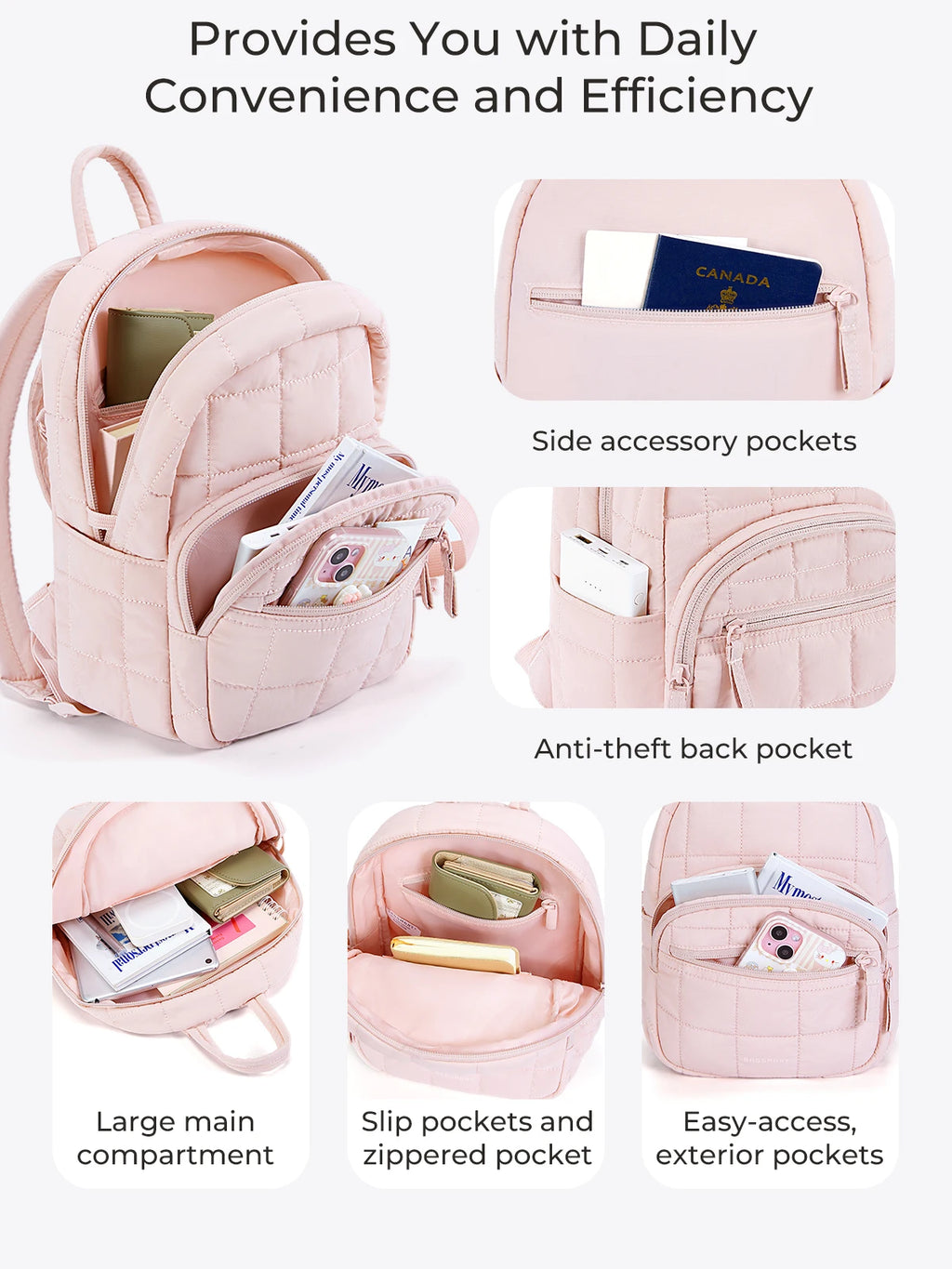 BAGSMART-mochilas informales para ordenador portátil para mujer
