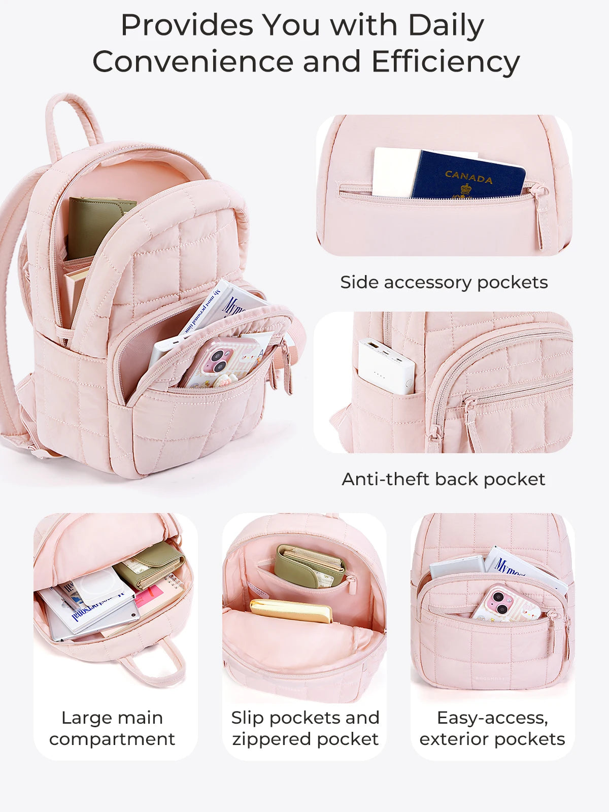 BAGSMART-mochilas informales para ordenador portátil para mujer