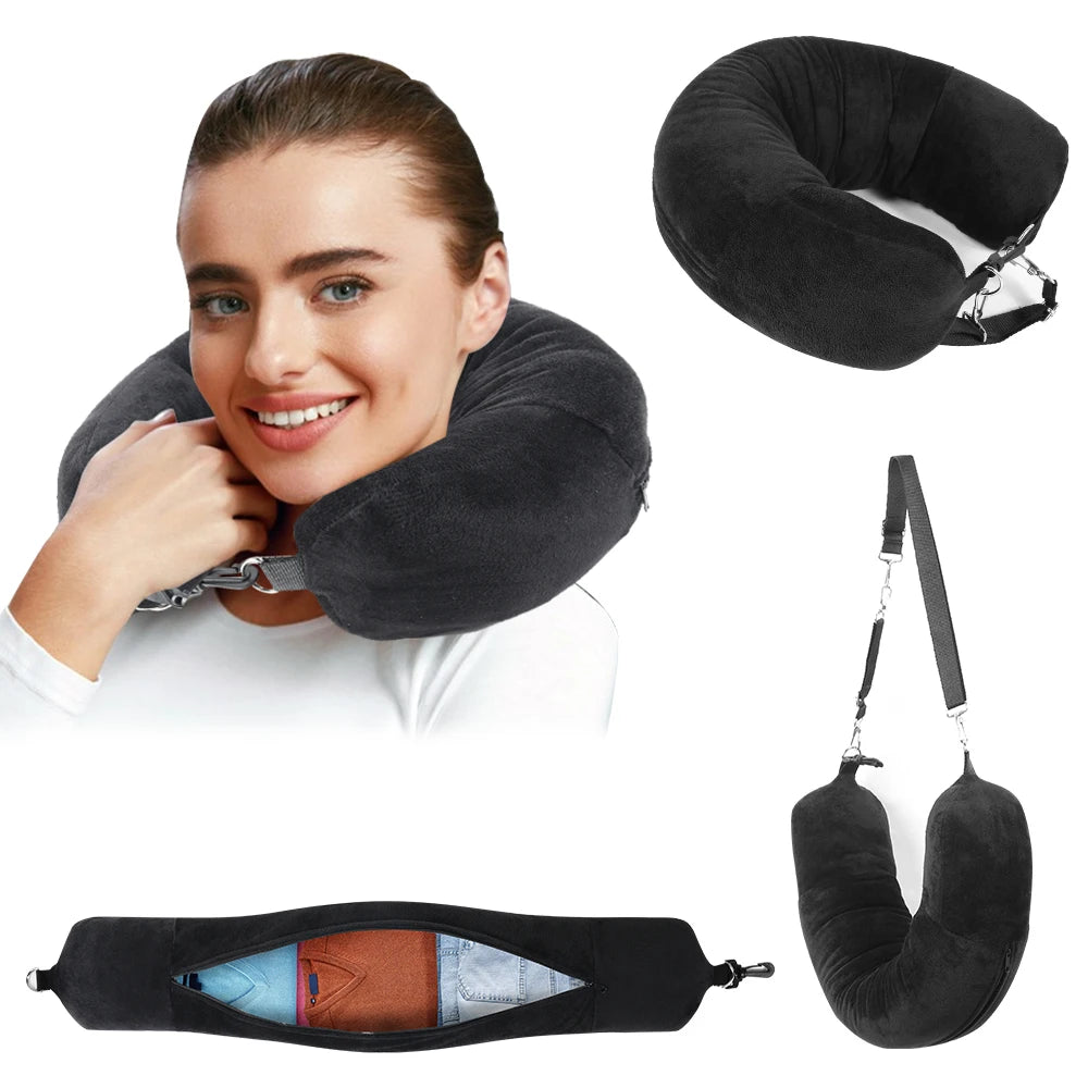 Almohada de Viaje para Cuello con Compartimento para Ropa