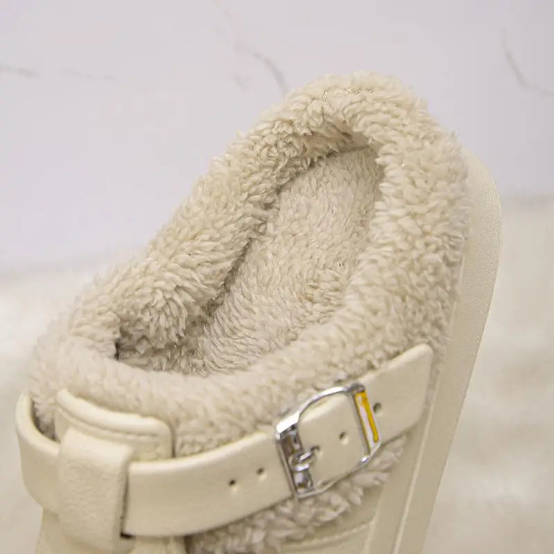 Zapatillas peludas de Eva impermeables para mujer, pantuflas cálidas de felpa.