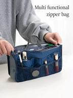 Bolsa de Maquillaje Multifuncional de Gran Capacidad | Doble Cremallera y Múltiples Bolsillos