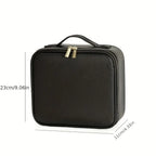 1 bolsa de almacenamiento de maquillaje impermeable con luz LED de gran capacidad con luz de espejo ajustable, con divisores ajustables, soporte duradero para brochas de maquillaje y espejo extraíble