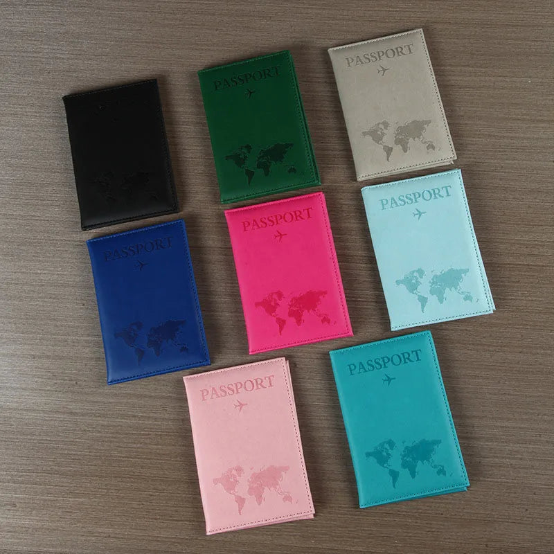 Funda de pasaporte de cuero PU para hombres y mujeres.