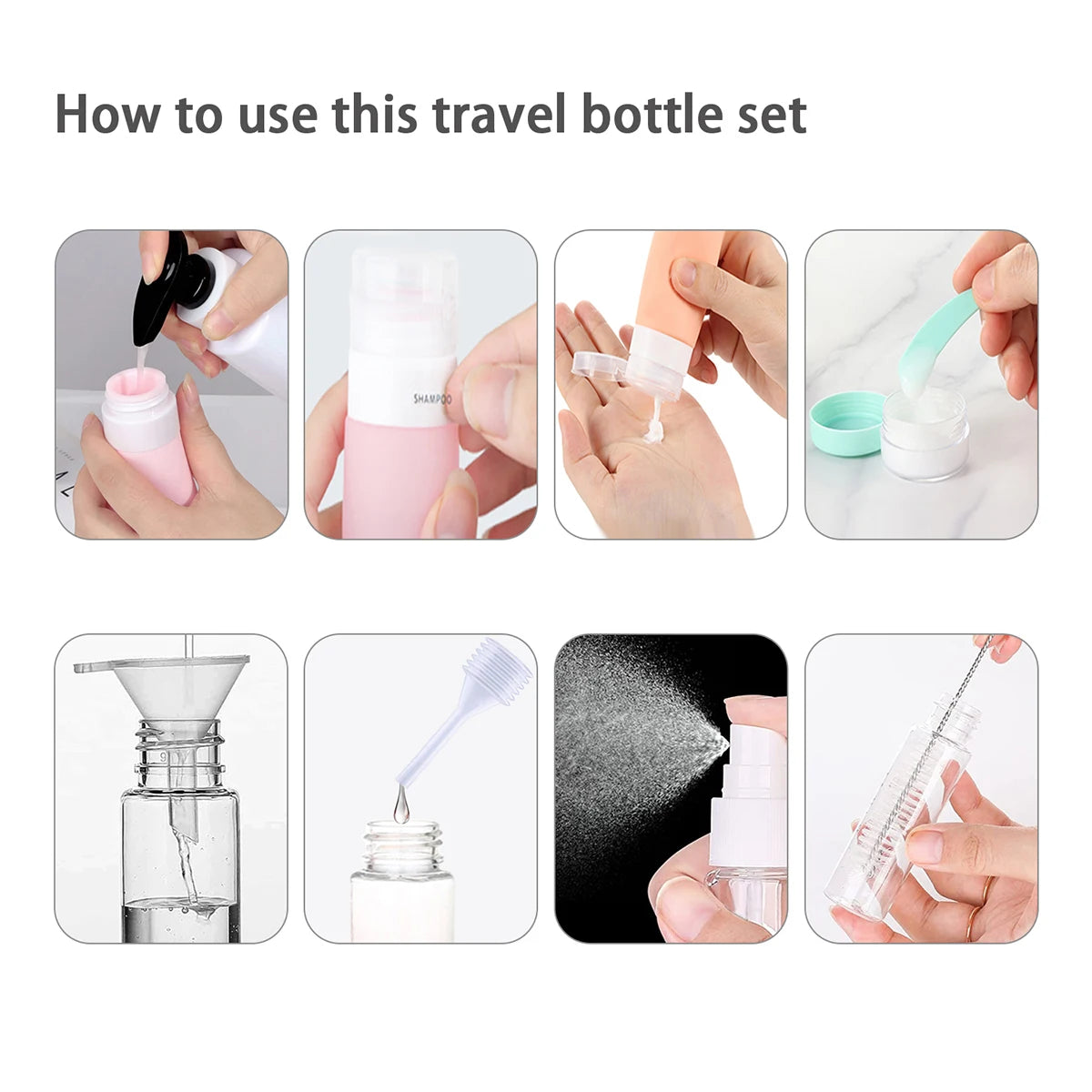 Kit de Botellas de Viaje Reutilizables