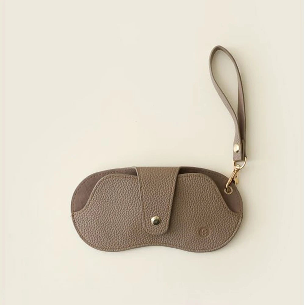 Bolsa de gafas de cuero PU con patrón de lichi suave, estuche Retro para gafas de sol, estuche portátil con marco para miopía, almacenamiento Simple para gafas