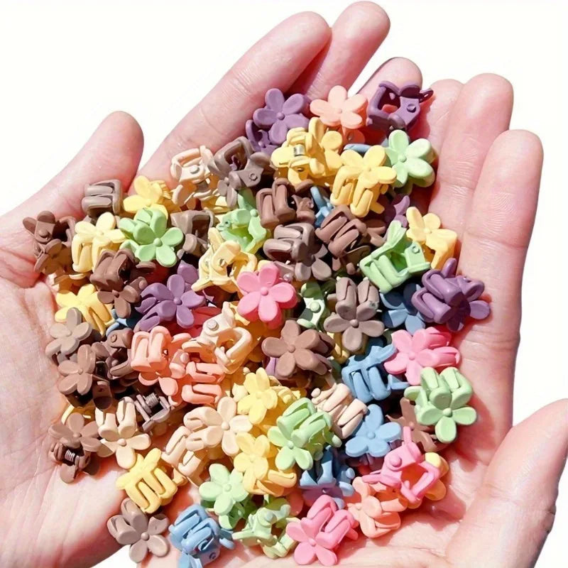 20/30/50 juegos de mini pinzas para el cabello, lindos accesorios para el cabello de plástico en forma de flor, trenzas de color puro, adecuados para adolescentes, lindos g