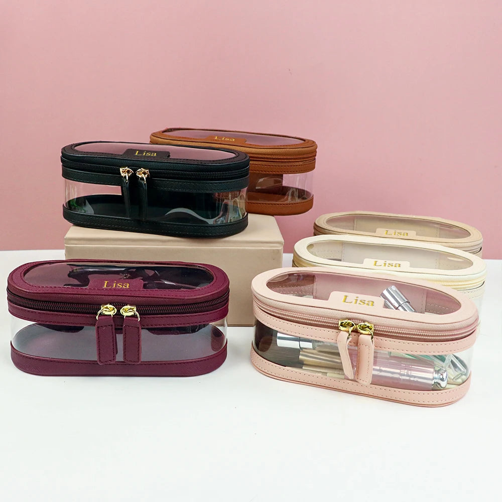Bolsa de maquillaje y baño de PVC de cuero PU multicolor personalizada con gran capacidad impermeable