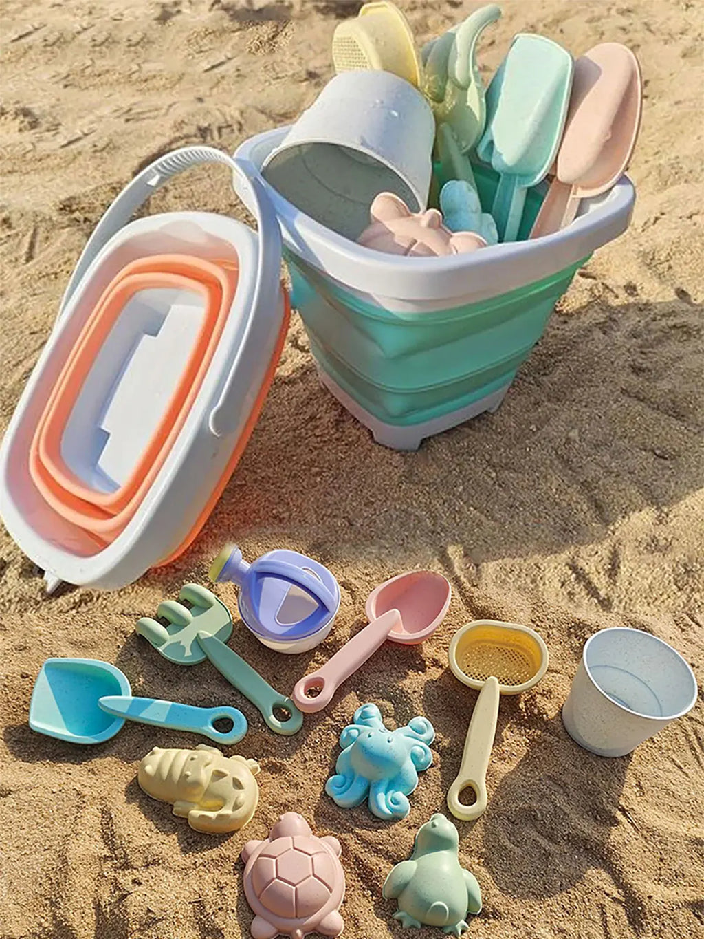 Set de Juguetes para Playa con Cubeta Plegable |
