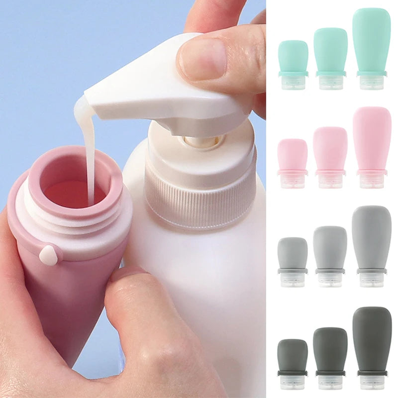 Botella de viaje de silicona portátil, almacenamiento de cosméticos