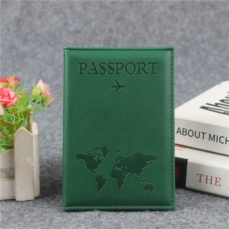 Funda de pasaporte de cuero PU para hombres y mujeres.