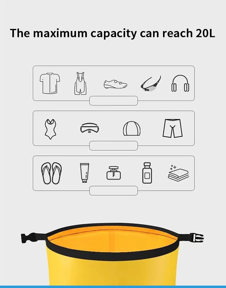 Mochila Seca Impermeable PVC | Kayak, Rafting y Natación | 5L, 10L y 15L