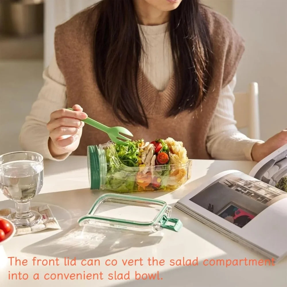 Contenedor para Ensaladas con Compartimento para Aderezo
